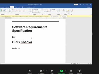 Finalization of Software Requirements Specifications for developing the Current Research Information System (CRIS)
