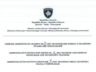 The Administrative Instruction on transfer and forms of transfer of knowledge and technology is approved